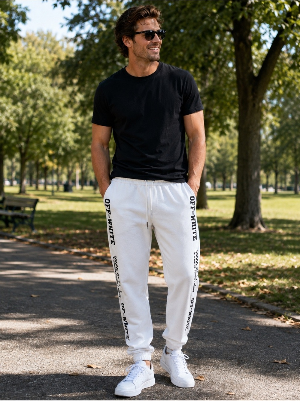 Off-White Men's‎ Joggers with Black Lettering